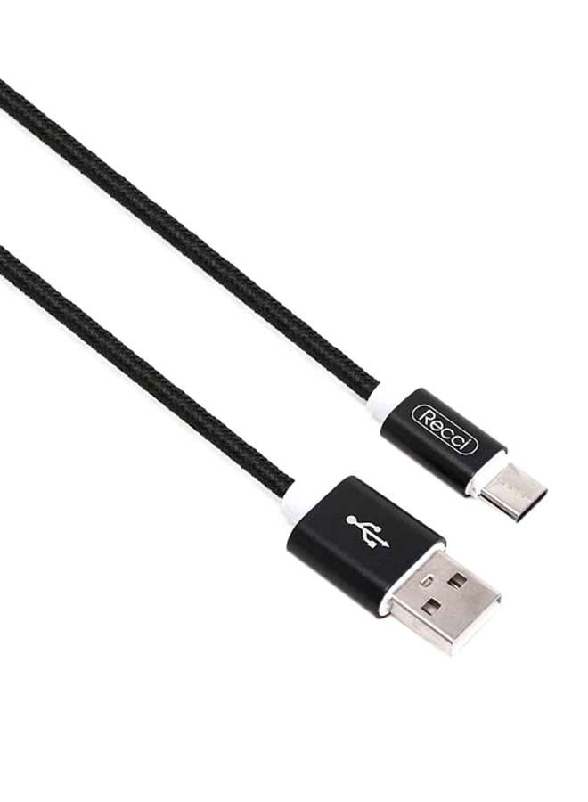 Recci Nylon Braided USB-C Data Sync Charging Cable Black - Image 1