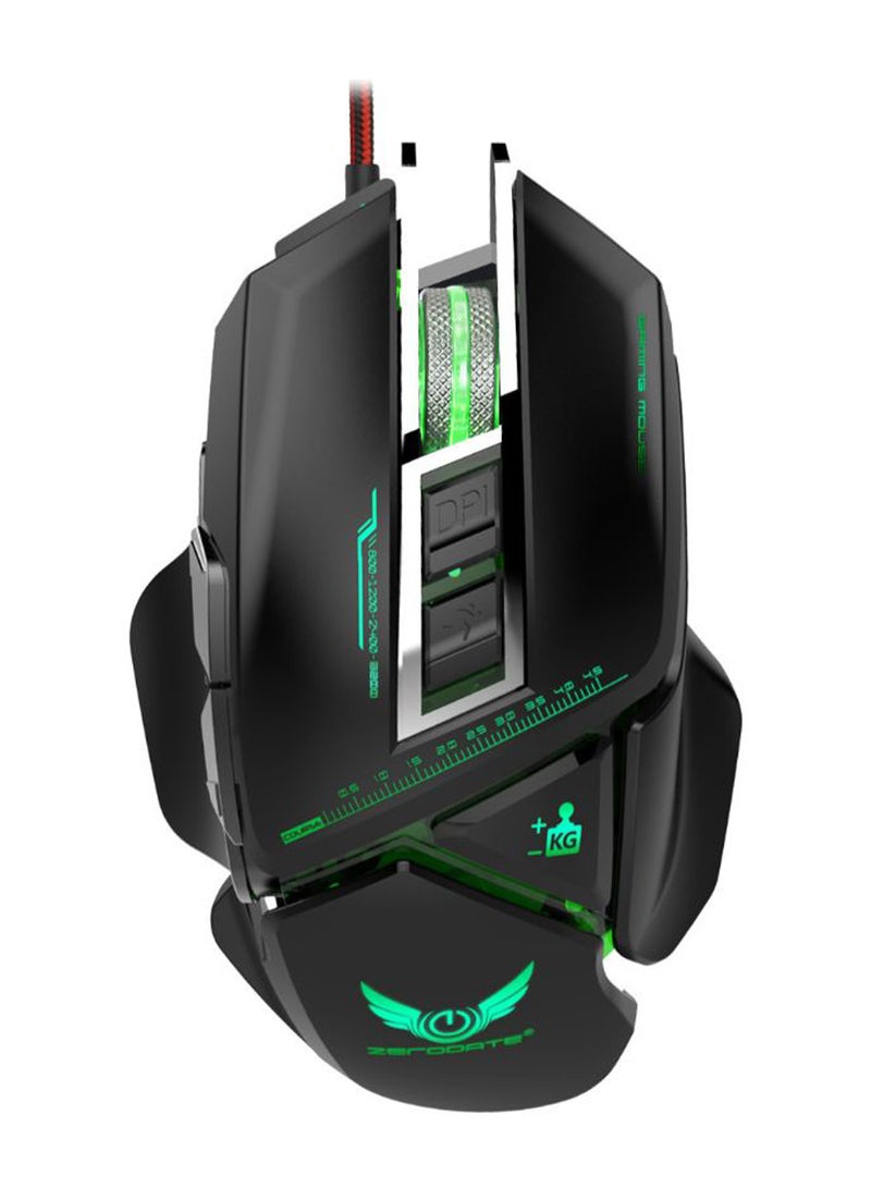ZERODATE Macro Programming Mouse Black/Green - Image 1