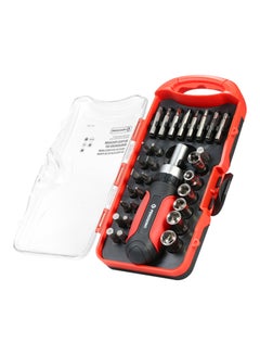 30-Piece Multi-purpose Ratchet Screwdriver With Bit Set Black/Red