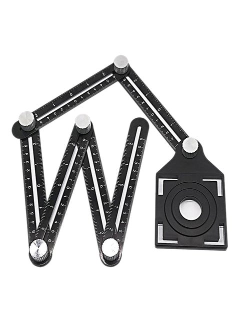 Six-folding Ruler Tile Punching Tool Black