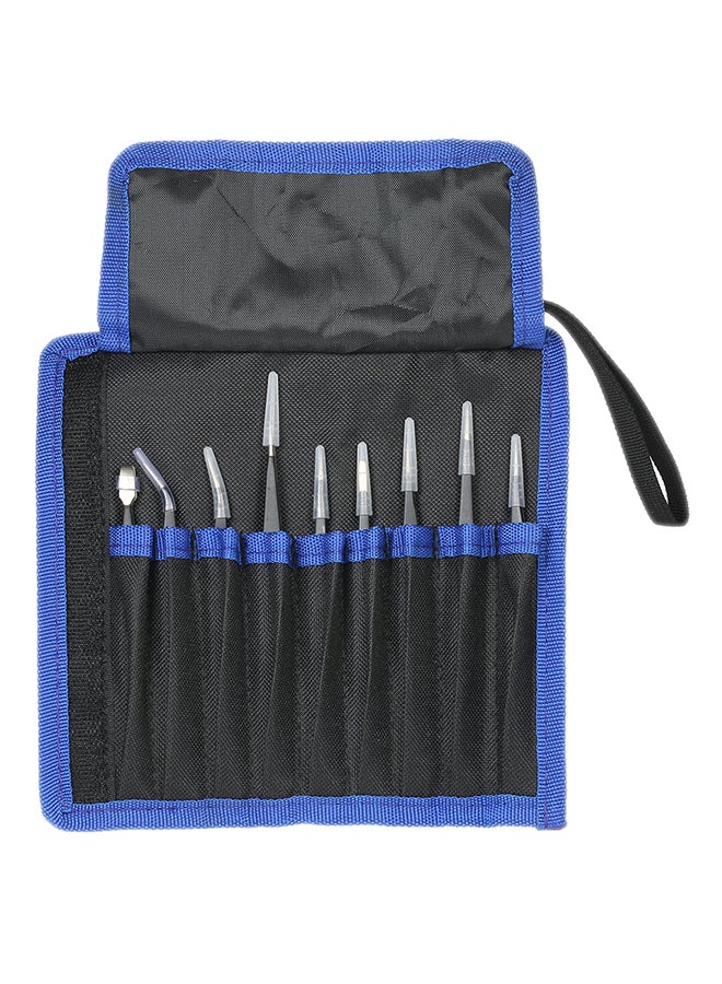 Generic Pack Of 9 Anti- Static ESD Tweezer With Bag Black/Blue 