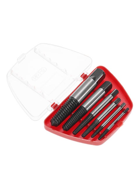 6-Piece Broken Bolt Screw Extractor Remover Set Black/Grey/Red
