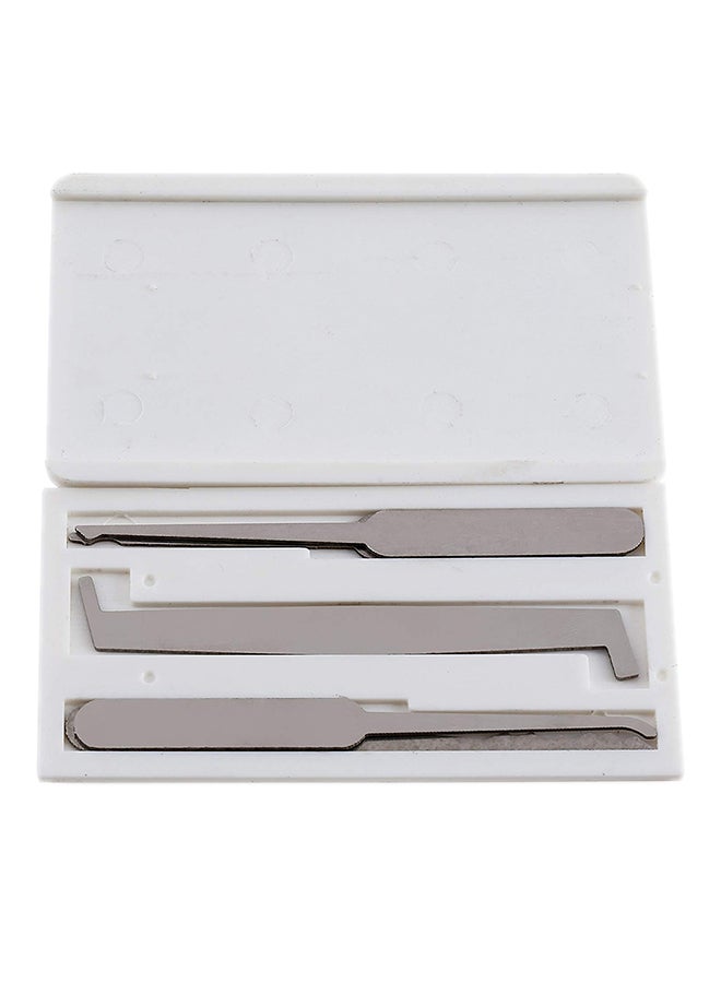 5-Piece Stainless Steel Lock Pick Set Grey/White 8.7 x 0.8 x 5.5cm 