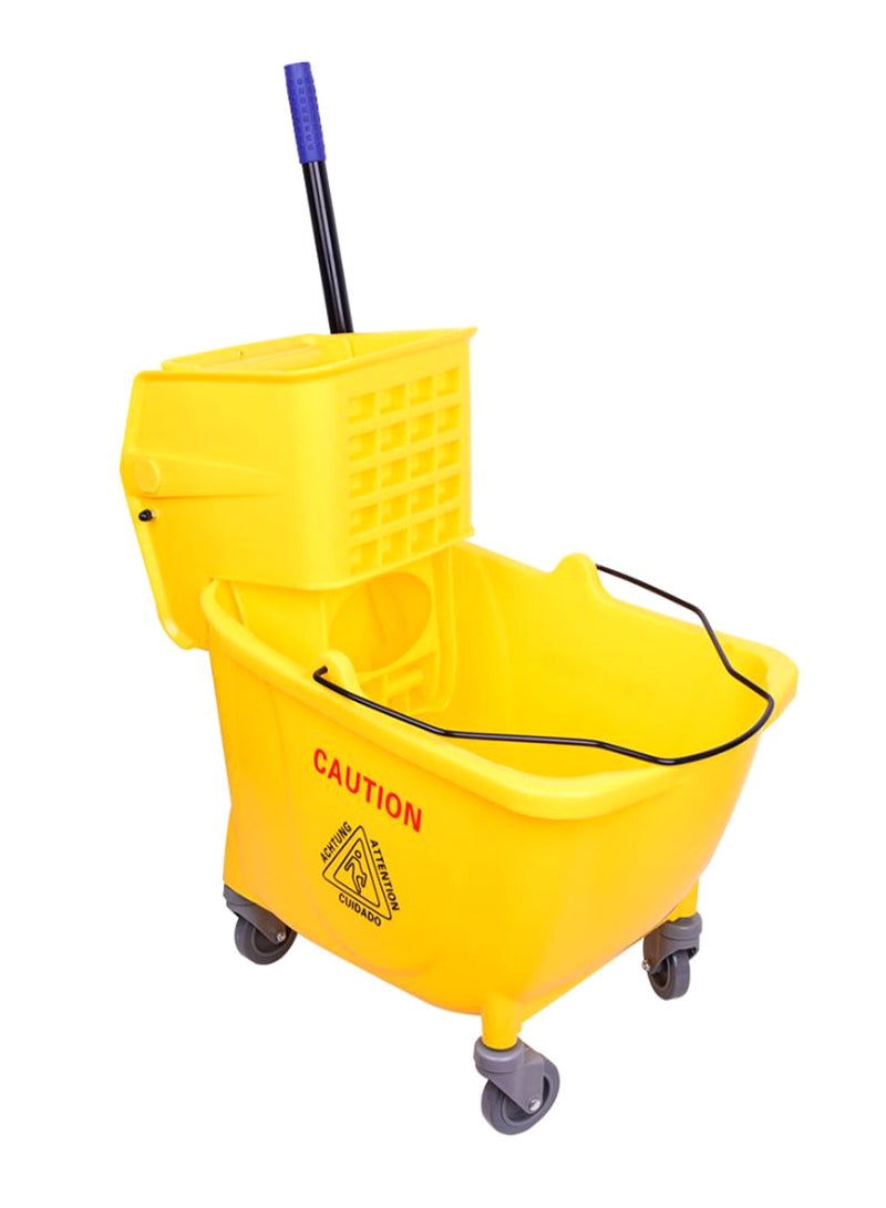 Mop Bucket With Side Press Wringer Yellow