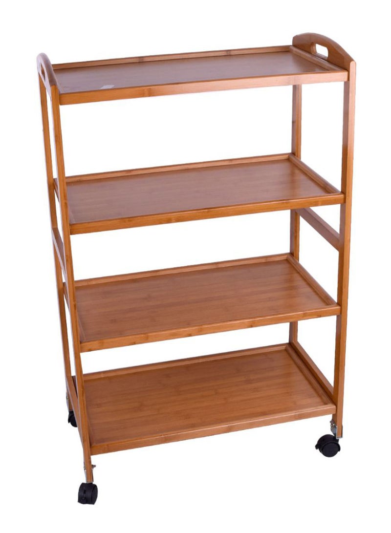 Generic 4-Shelf Wheeler Service Table Brown 