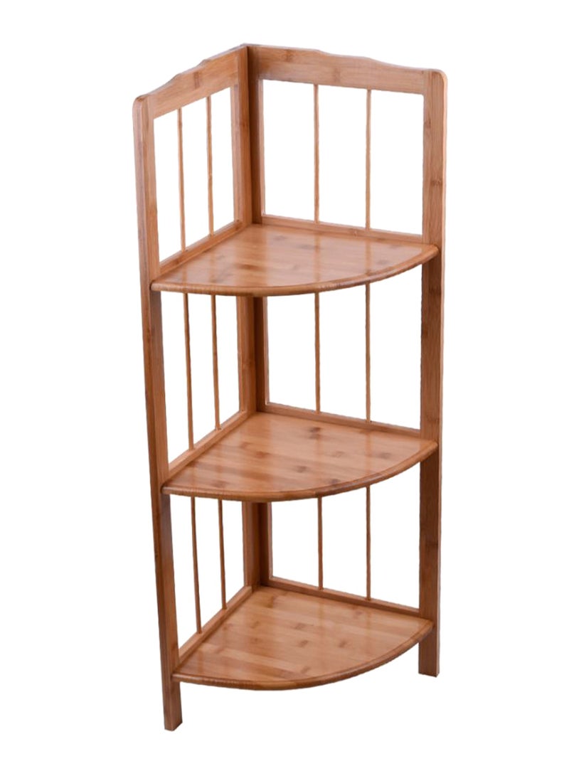 منظم تخزين من الخيزران من 3 رفوف بني