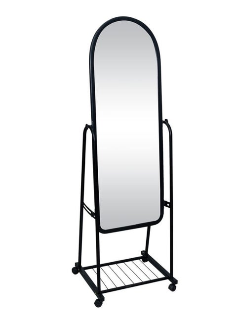 Floor Mirror With Wheels Black/Clear 15cm