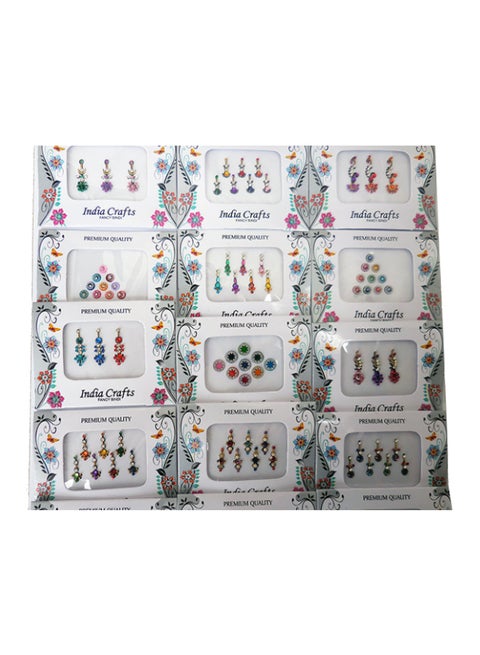 Pack Of 12 Multi-Coloured Bindi Multicolour