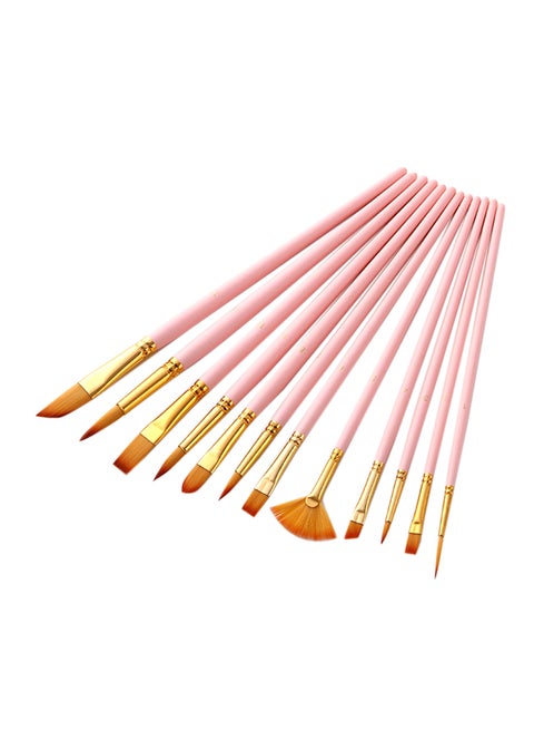 12-Piece Oil Painting Paint Brushes Set Pink