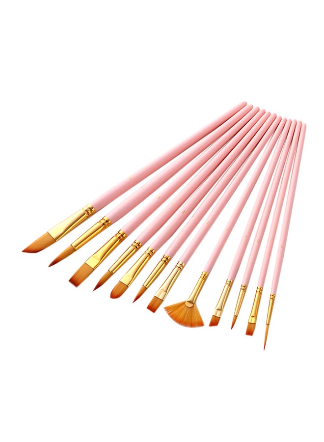 12-Piece Oil Painting Paint Brushes Set Pink - Image 1
