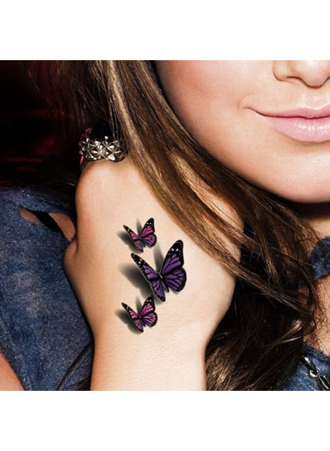 تافلي ملصق وشم مؤقت مضاد للماء بتصميم فراشات ثلاثية الأبعاد مكون من 5 ورقات متعدد الألوان - Image 2