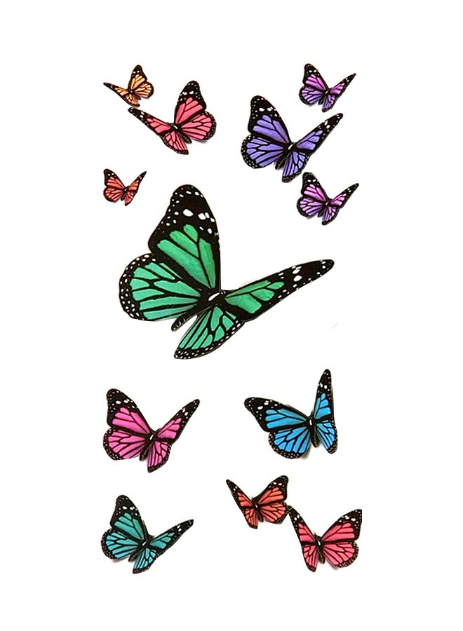 Oottati Set Of 2 Waterproof 3D Butterfly Temporary Tattoo Sticker Multicolour - Image 1