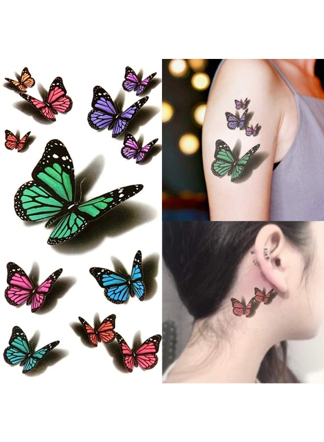 Oottati Set Of 2 Waterproof 3D Butterfly Temporary Tattoo Sticker Multicolour - Image 3