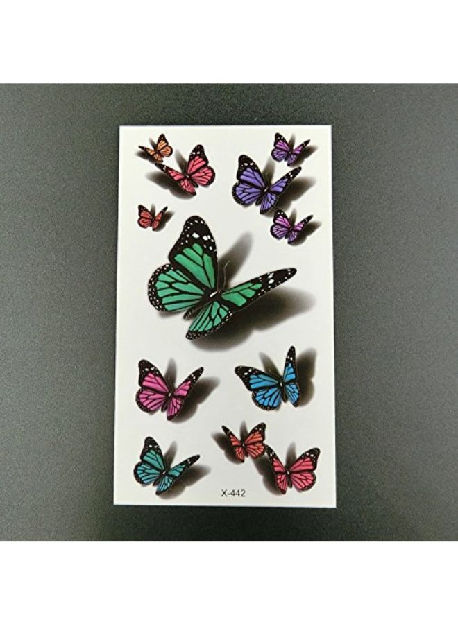 Oottati Set Of 2 Waterproof 3D Butterfly Temporary Tattoo Sticker Multicolour - Image 2