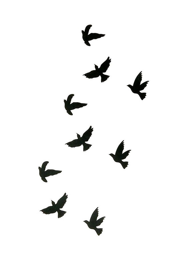 Oottati Set Of 2 Bird Temporary Tattoo Sticker Black - Image 1