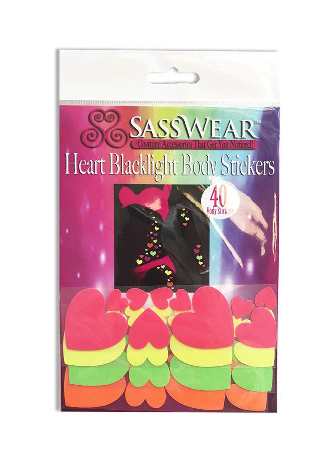 Sasswear 40-Piece Heart Blacklight Body Sticker Multicolour - Image 1