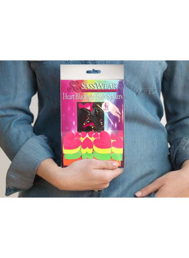Sasswear 40-Piece Heart Blacklight Body Sticker Multicolour - Image 2