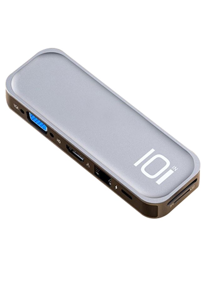 Rock 10-In-1 Multi-Functional Adapter Hub Silver/Brown  - Image 1