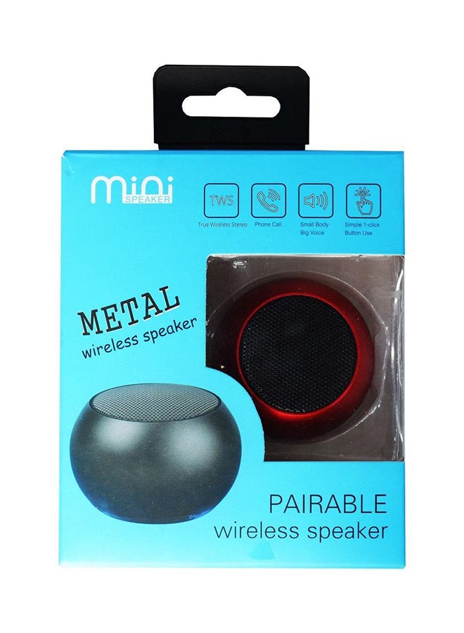 Mini Bluetooth Metal Wireless Speaker Red - Image 2