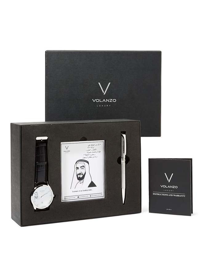 فولانزو طقم من قطعتين يتضمن ساعة يد بعقارب وسوار من الجلد طراز VL003AE men  - Image 4