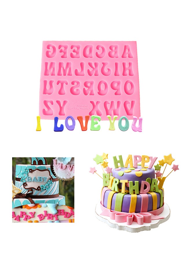 فيس مايل قالب من السيليكون المانع للالتصاق بنقش حروف أبجدية للكعكات وردي 15Ø³Ù†ØªÙŠÙ…ØªØ± - Image 3