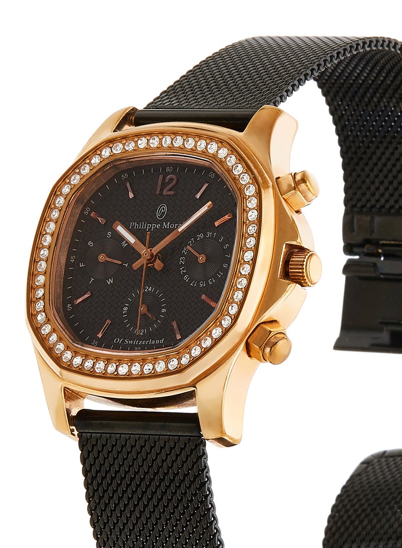 فيليب مورالي السويسرية ساعة يد بعقارب مصنوعة من الستانلس ستيل طراز LS1152QRBB للنساء - Image 2