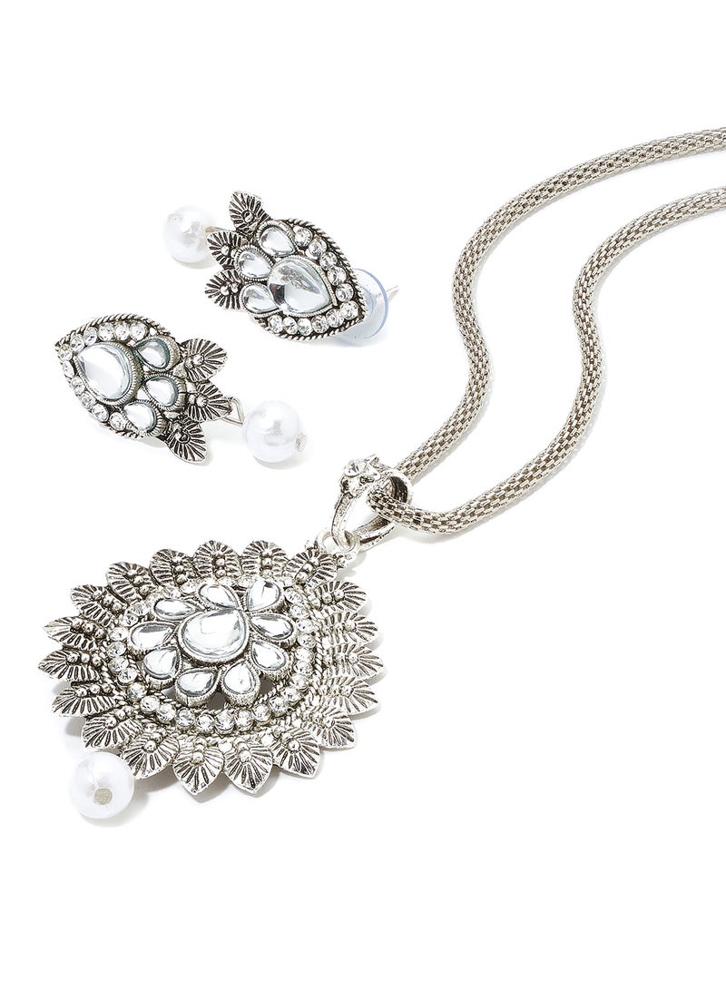 Rosh - Polki Necklace and Earrings Set - Image 1