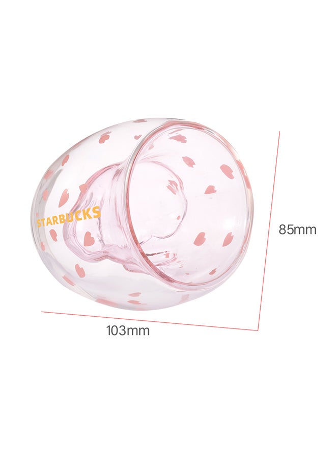 Cat Paw Double Wall Glass Mug Pink/Clear 287grams - Image 1