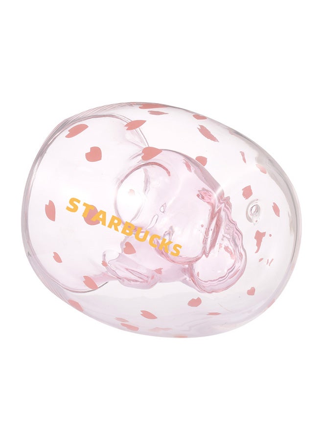 Cat Paw Double Wall Glass Mug Pink/Clear 287grams - Image 2