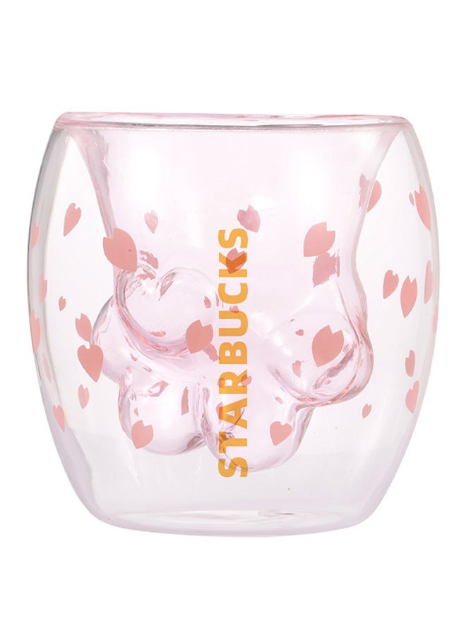 Cat Paw Double Wall Glass Mug Pink/Clear 287grams - Image 3