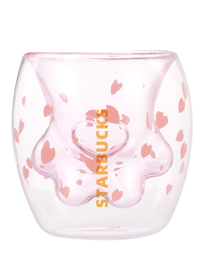Cat Paw Double Wall Glass Mug Pink/Clear 287grams - Image 4