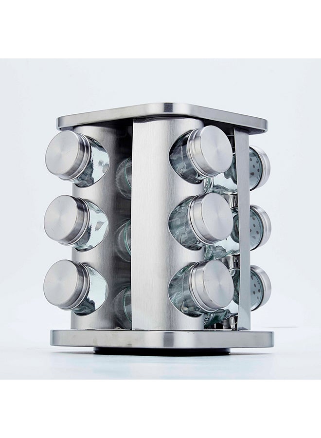 Pack Of 12 Revolving Countertop Spice Rack Silver