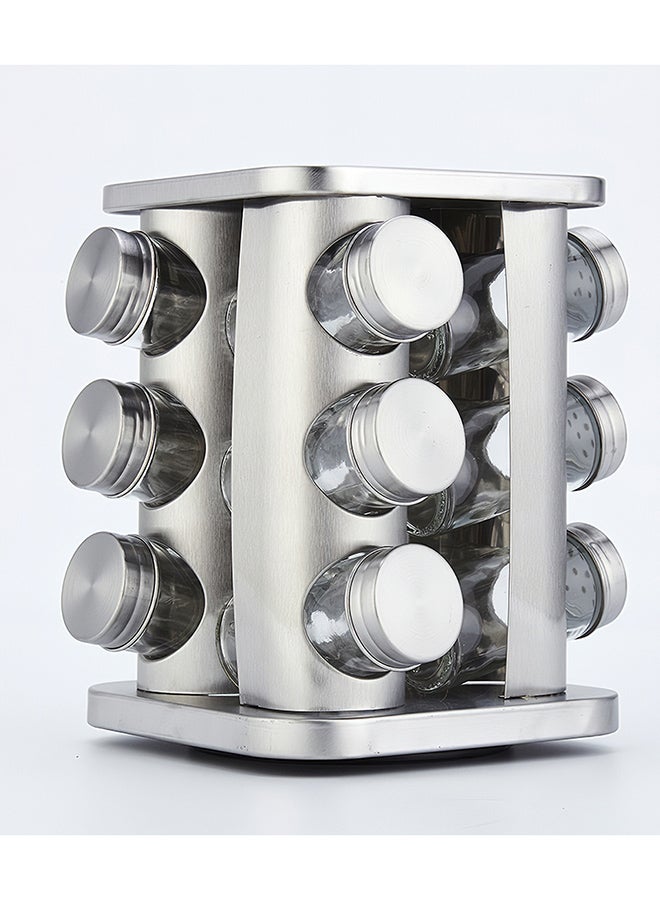 Pack Of 12 Revolving Countertop Spice Rack Silver