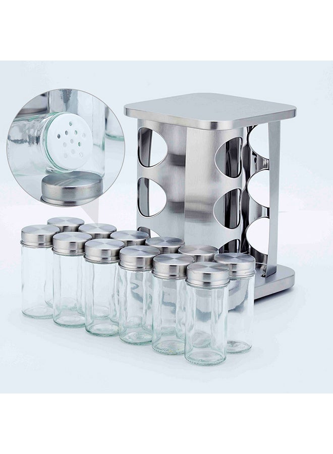 Pack Of 12 Revolving Countertop Spice Rack Silver