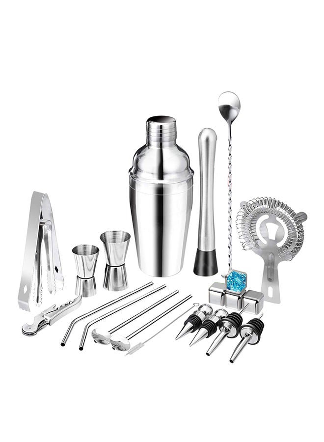 22-Piece Bar Cocktail Set Silver/Black/Blue  - Image 2