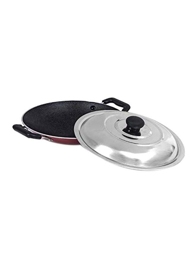 Mithra Appam Pan With Lid And Accessories Red/Black/Silver 20cm
