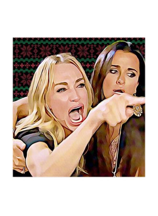 أتيك لوحة فنية من مادة MDF لصورة امرأة تصرخ على قطة متعدد الألوان 30x30سم - Image 1