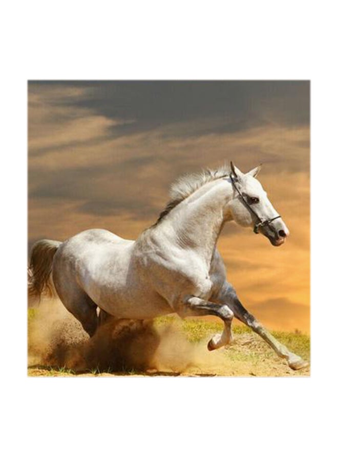 Atiq White Horse MDF Wall Art Multicolour 30x30cm - Image 1