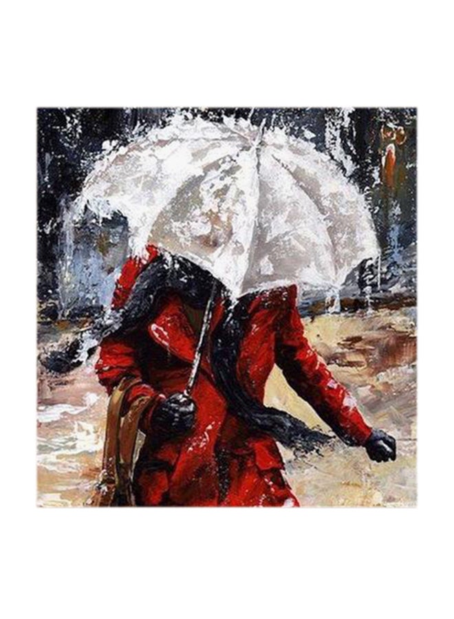 Atiq Girl in Rain Abstract MDF Wall Art Multicolour 30x30cm - Image 1