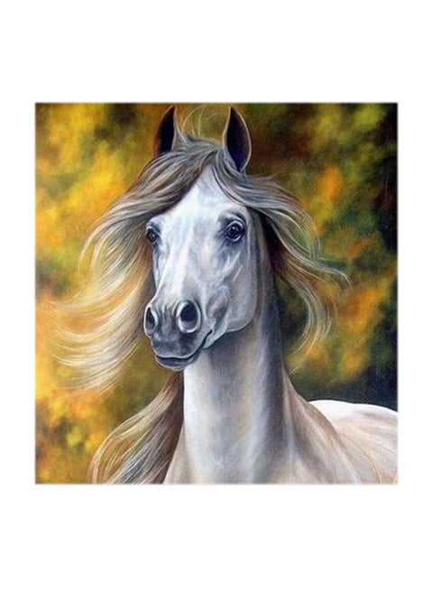 White Horse Abstract MDF Wall Art Multicolour 30x30cm