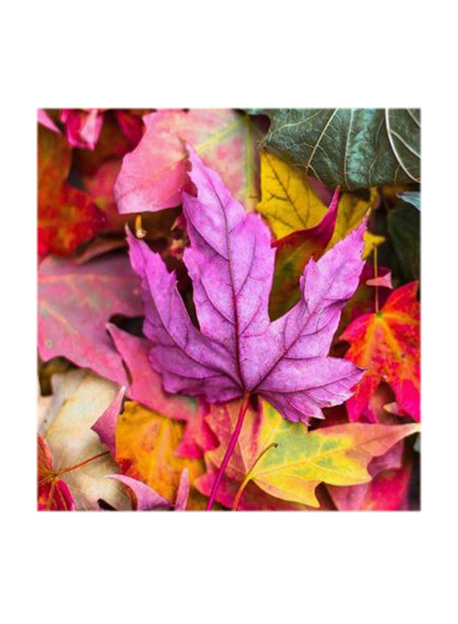 Atiq Colorful Leaves MDF Wall Art Multicolour 30x30cm - Image 1