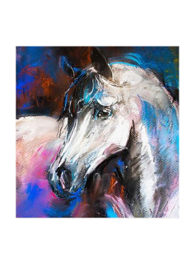 Atiq White Horse Abstract MDF Wall Art Multicolour 30x30cm  - Image 1