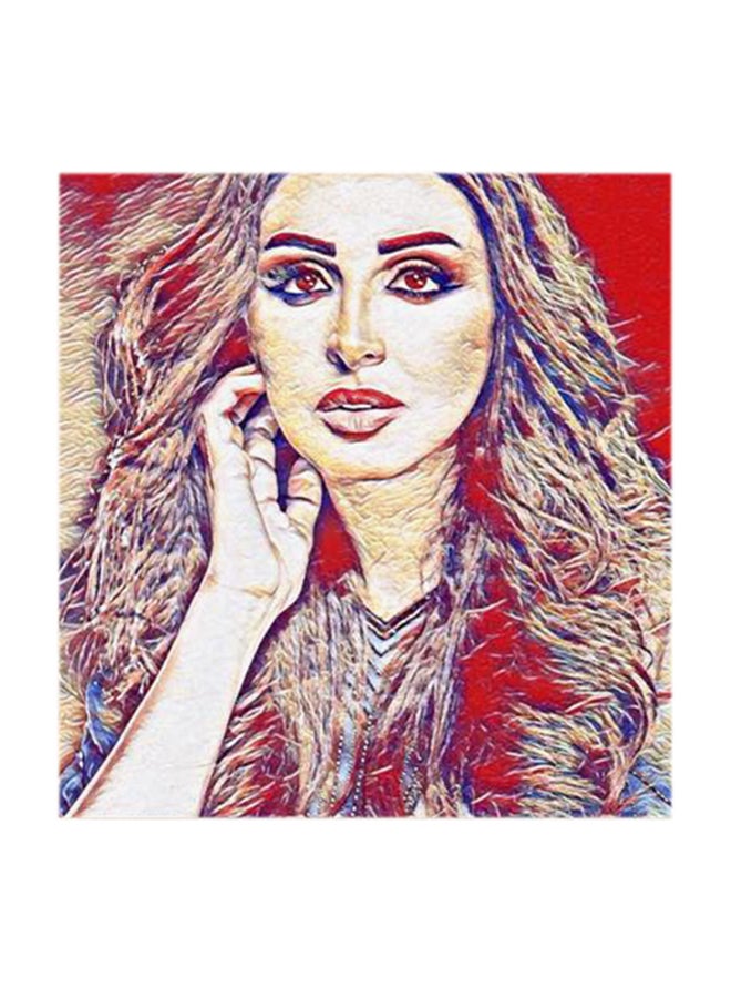 أتيك لوحة فنية من خشب MDF بصورة المطربة المصرية أنغام متعدد الألوان 30x30سم - Image 1