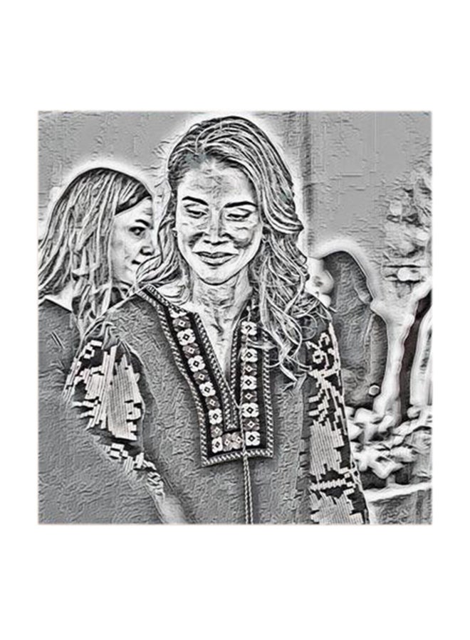 أتيك لوحة فنية من خشب MDF بتصميم الملكة رانيا ملكة الأردن متعدد الألوان 30x30سم - Image 1