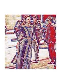 Atiq Queen Rania of Jordan MDF Wall Art Multicolour 30x30cm  - Image 1