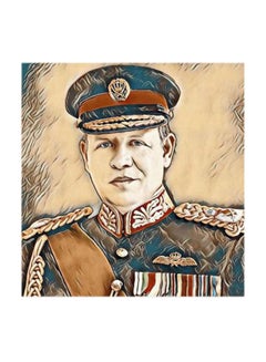 Atiq King Abdullah of Jordan MDF Wall Art Multicolour 30x30cm  - Image 1
