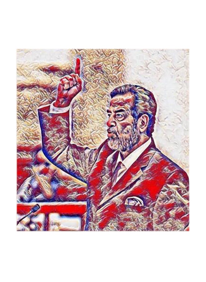 أتيك لوحة فنية لصدام حسين مصنوعة من خشب MDF متعدد الألوان 30x30سم - Image 1