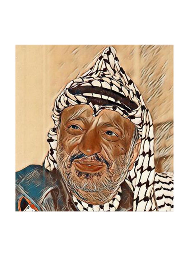 أتيك لوحة فنية من خشب MDF بصورة ياسر عرفات متعدد الألوان 30x30سم - Image 1
