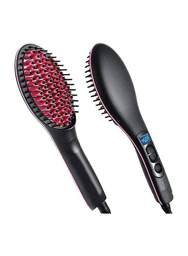 Finiviva 2-In-1 Electric Hair Straightening Brush With LCD Display Black/Red  - Image 1