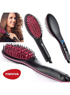 2-In-1 Electric Hair Straightening Brush With LCD Display Black/red - v1578498275/N33349518A_2